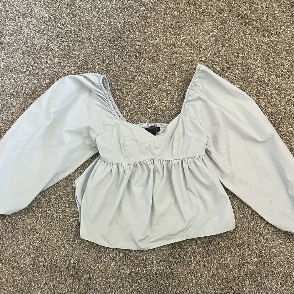 Baby Blue Peplum Blouse